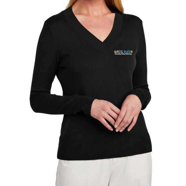 Embroidered RCG ELEV8 - Women's Cotton Stretch V Neck Sweater Thumbnail